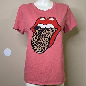 Lucky Brand Rolling Stones leopard tongue Graphic Tee M ❤️🐆